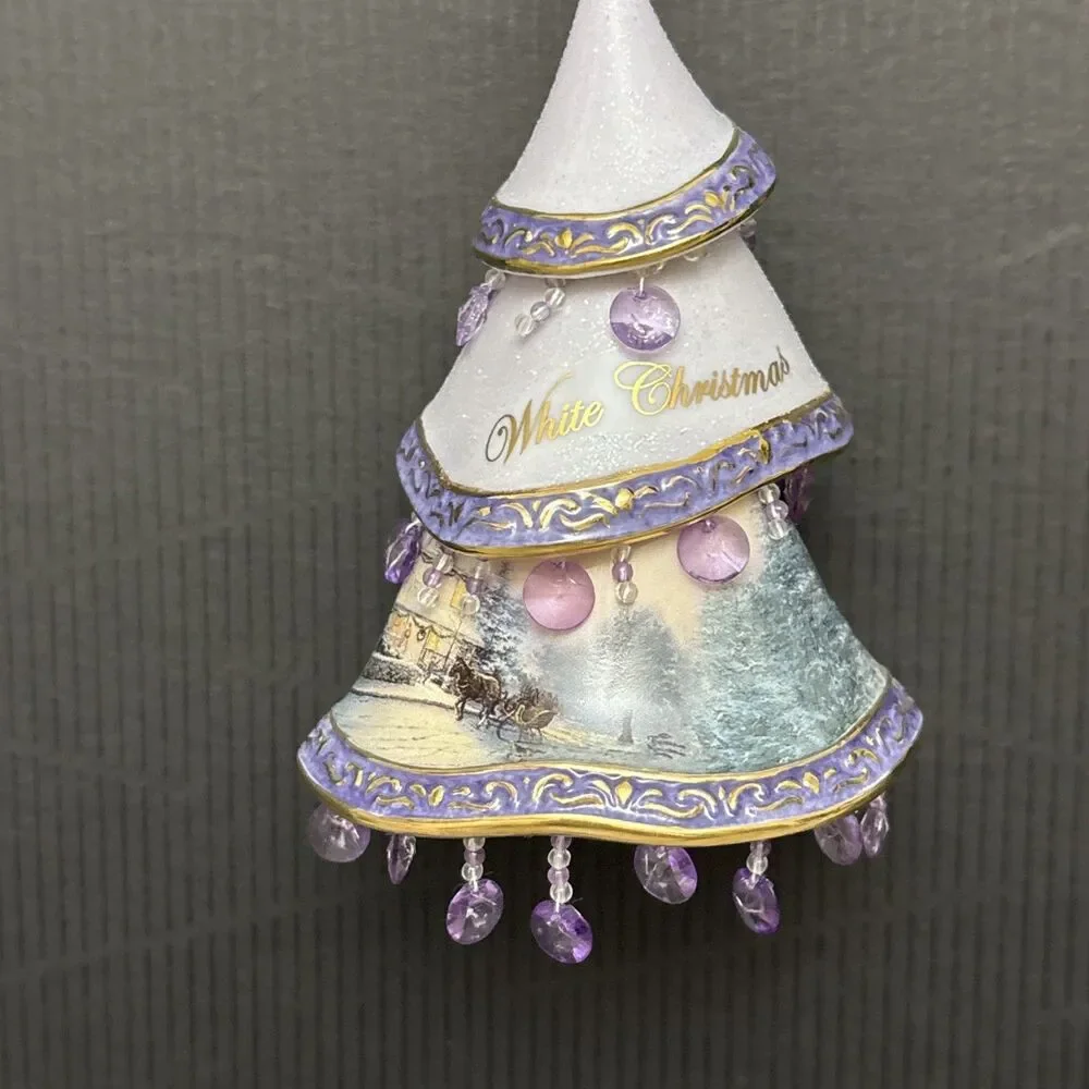 Thomas Kinkade Classic Ornaments, 2 Decorated Christmas Tree, White & Nativity